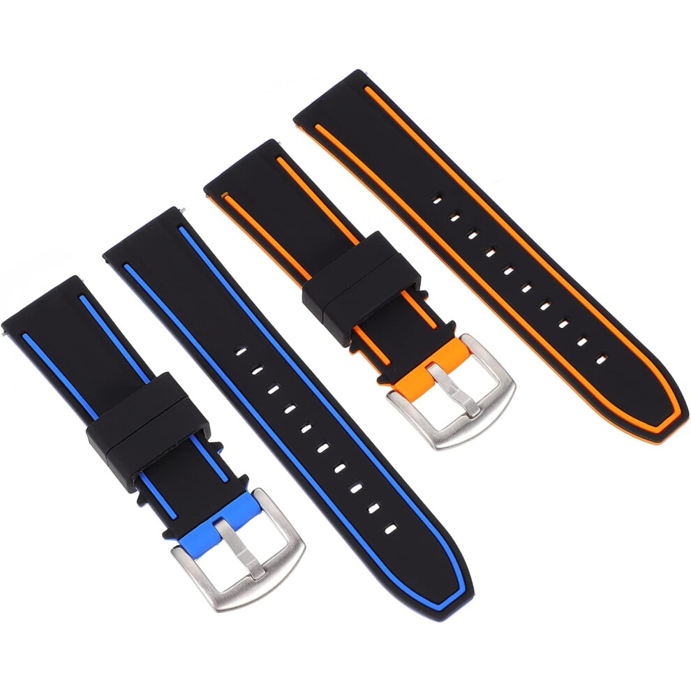 2 Stuks Siliconen Smartwatchbandjes, Tweekleurige Horlogebandjes Met Gesp, Compatibel Met Smartwatches 7354531299420