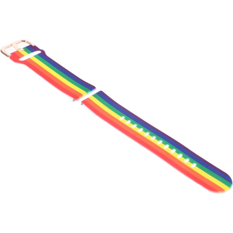 20 Mm Siliconen Horlogeband, Waterdicht, Stevig, Comfortabel, Unisex, Regenboogpatroon, Voor Verjaardag, Bruiloft, Kerstmis 7354531298607