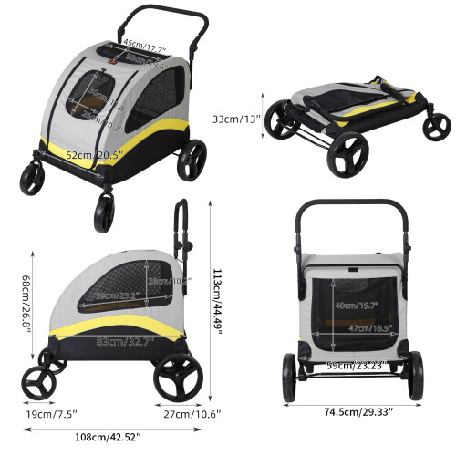 Bingopaw Extra Large Pet Jogger Stroller 4 Wheels Loads up to 65kg 1