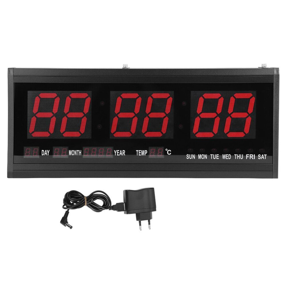 Large Modern Led Digital Wall Clock Date Temperature 24 Or 12 Hour Office  -