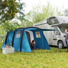 Outsunny Inflatable 3-4 Man Tunnel Tent w/ Air Pump, Living Area, Blue