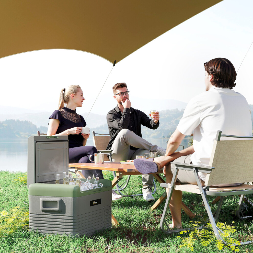 Outsunny 30L Car Refrigerator 12V Portable Freezer For Camping, Light/Green