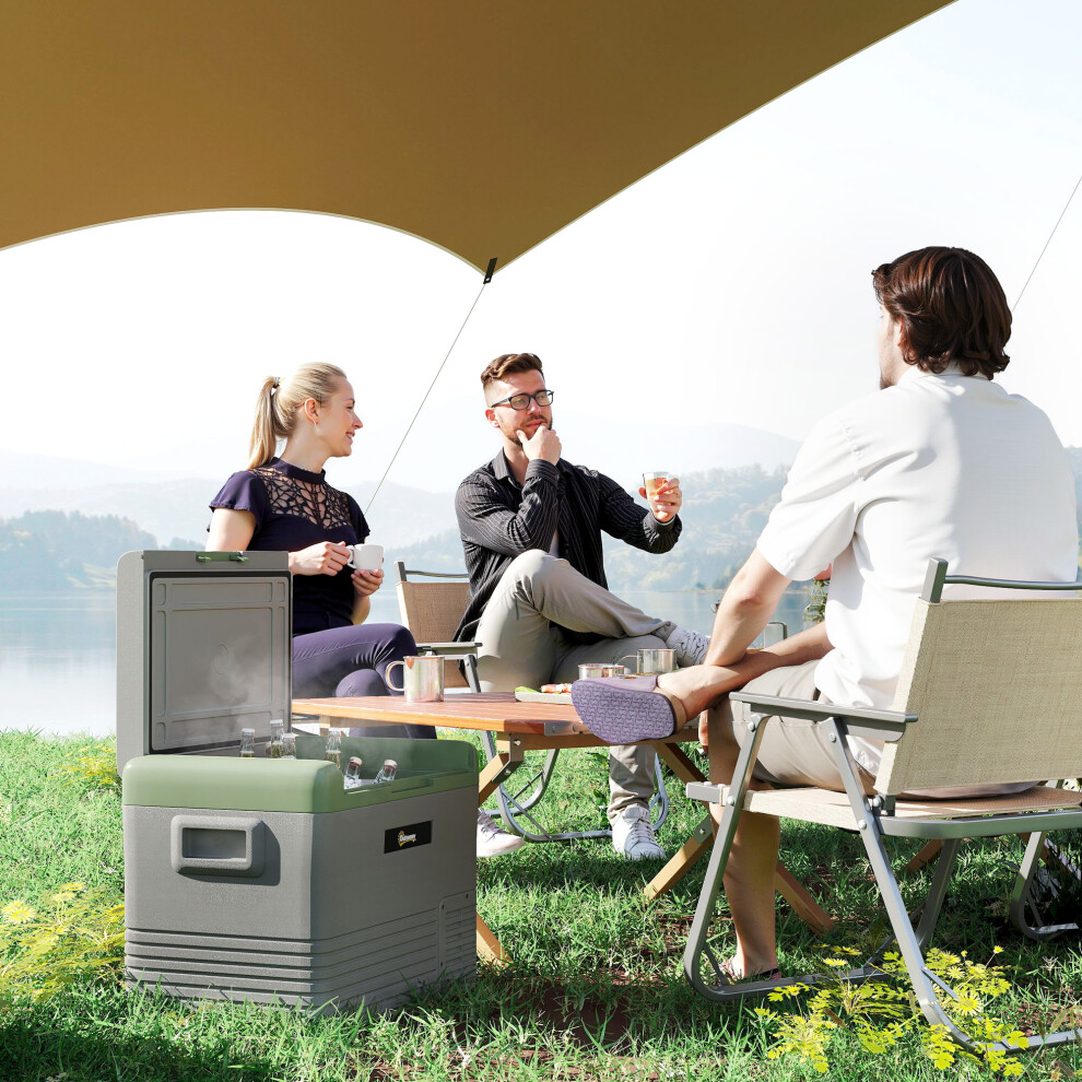 Outsunny 40L Car Refrigerator 12V Portable Freezer For Camping, Light/Green