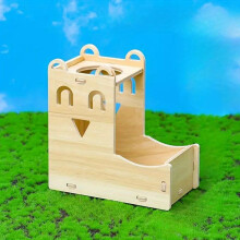 Haltbarer laminierter Holzhamster Wasserflaschenhalter mit Lebensmittelschale - 2 x 2,12 Unzen Flaschen) verschüttetes Design