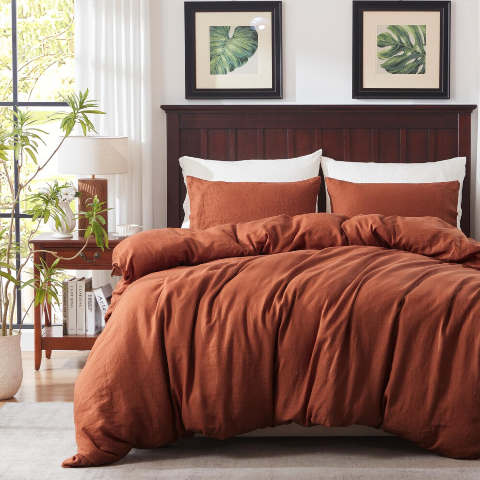 (Light Grey, King) TOSMO Linen Duvet Cover Set, 100% French Flax Natural Linen Bedding 3pcs Set, Soft Breathable for Hot Sleepers 1 Duvet Cover and 2 Pillow...