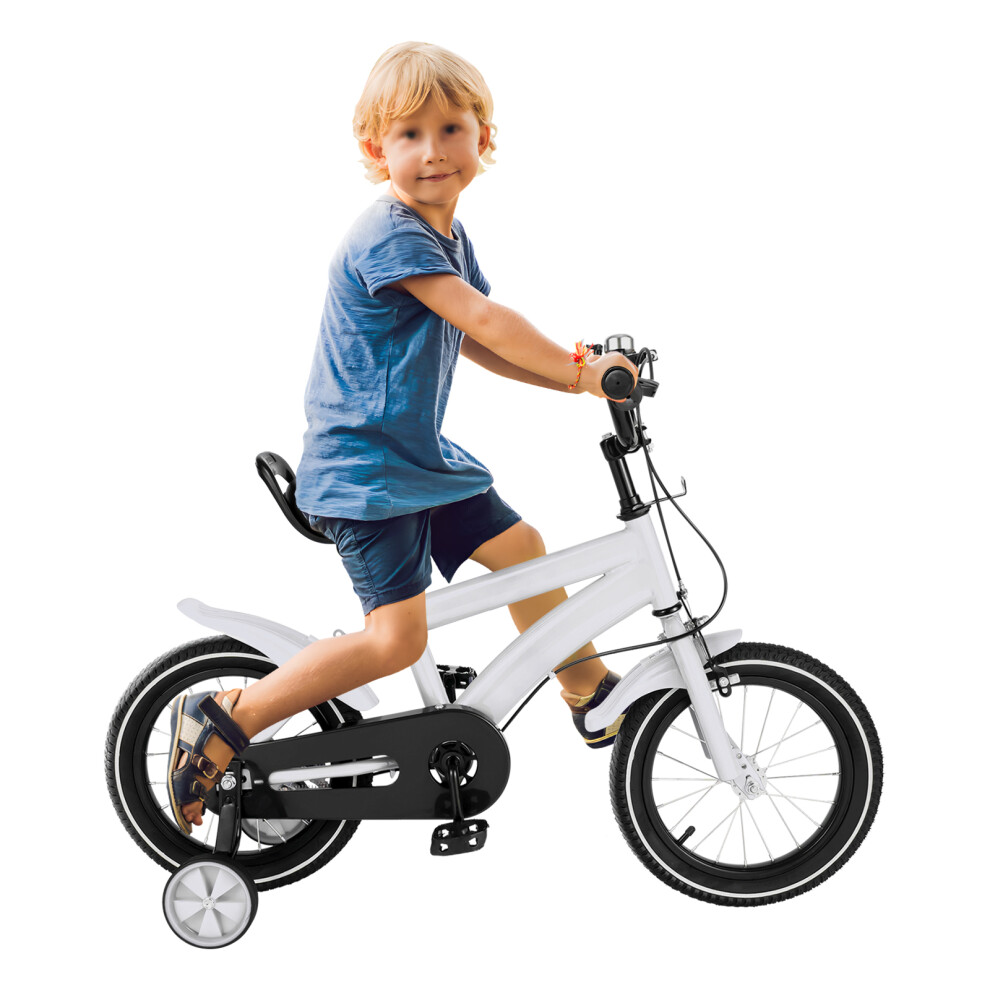 14inch White Children's Bike with Practice Wheels-image-OPC-PGKN6WW-NEW