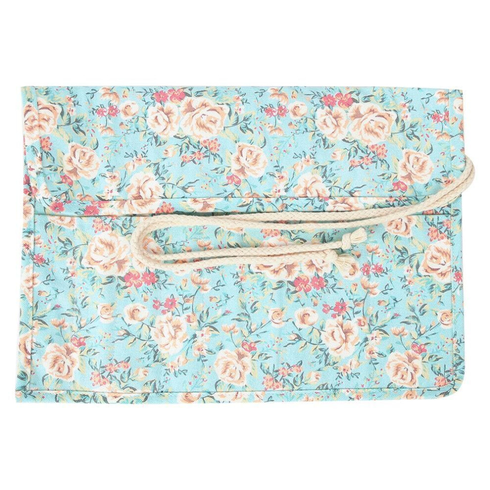Pencil Roll Curtain Canvas 20-Holes Painting Brush Storage Bag School Stationery