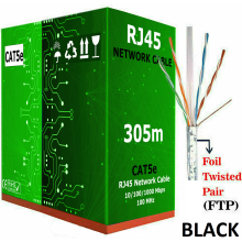 Black 305M CAT5e Outdoor Ethernet Cable Roll Box