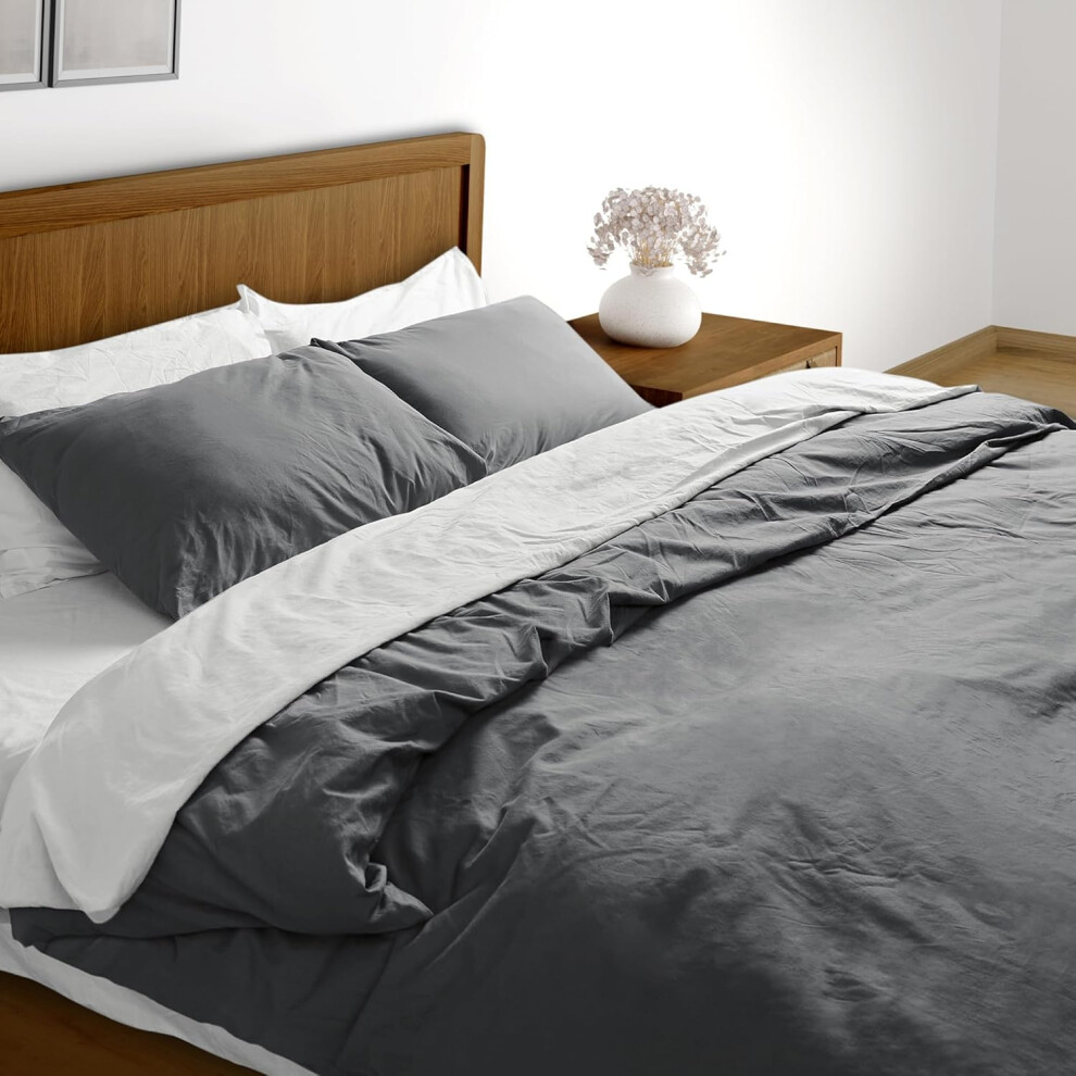 (Sage, Pillow Shams King - 20" x 36") BIOWEAVES 100% Organic Washed Cotton Percale Weave Duvet Cover King Size Set | GOTS Certified King Duvet Cover & 2 Pillow Shams – 106x92 ...