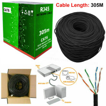 Grey 305M RJ45 Cat6 Ethernet Network Cable UTP OUTDOOR Roll Reel Modem Cable