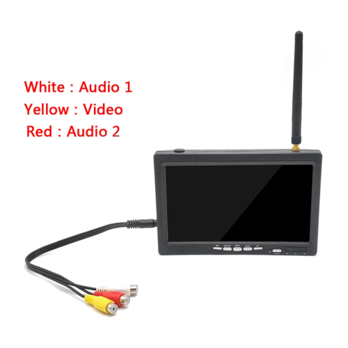 Monitor TN FPV de 7 polegadas, 5.8G, 48 canais, tela LCD TFT 1024x600, DC 7-16V 1