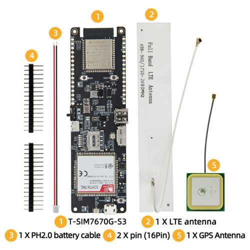 Placa de desarrollo T-SIM7670G-S3 LTE 4G ESP32-S3 Módulo celular 1
