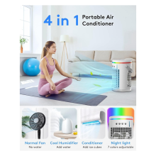 Portable Evaporative Mini AC with Remote - 1400ml Tank, Dual Ultrasonic Mist, USB Powered, 8-10h Cooling, Quiet Sleep