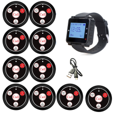 Restaurant Pager Kellnerrufsystem mit Uhr-Ruftaste, Schwarz