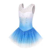 EQSJIU Gymnastikanzug mit R  cken, blaue Diamant-Schneeflockenkleider f  r M  dchen, Gr    e 7   8 Jahre, 7/8 Farbverlauf, wei  e Tanzklasse