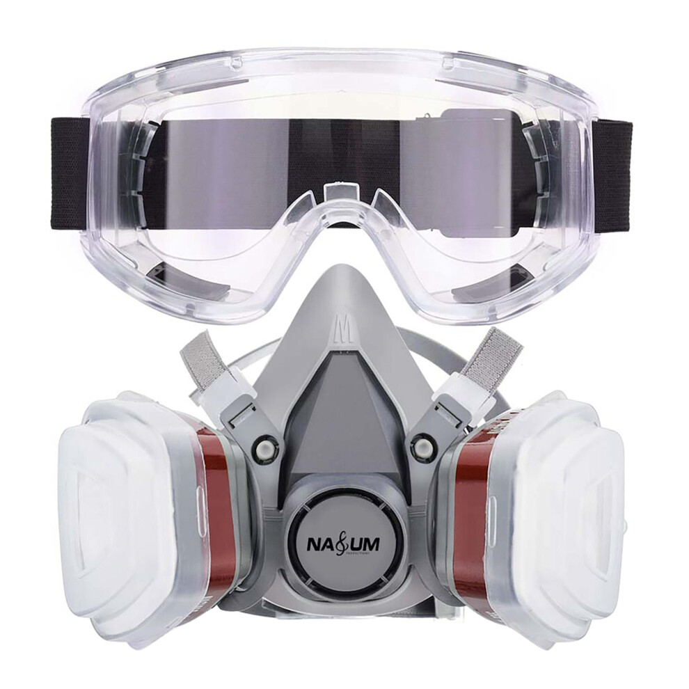 Respirator Mask with Protective Goggles for Paint Spray Dust Chemicals Protection Odour Control