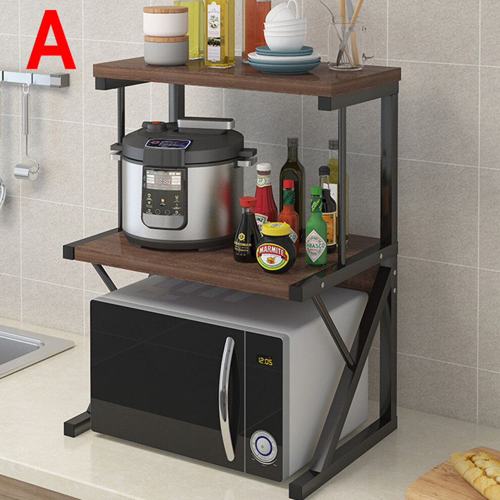 (#A) 3-Tier Microwave Oven Stand Wood Spice Rrack Kitchen Receive Multi-layer Sauce Bottles Spice Rack Shelf