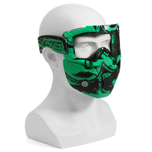 (Clear) Motorcycle Helmet Detachable Modular Mask Shield Goggles Full Face Protect 1