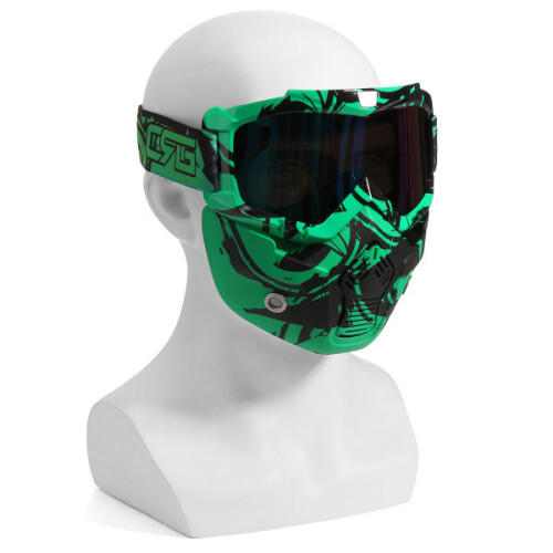 (Light Green) Motorcycle Helmet Detachable Modular Mask Shield Goggles Full Face Protect 2