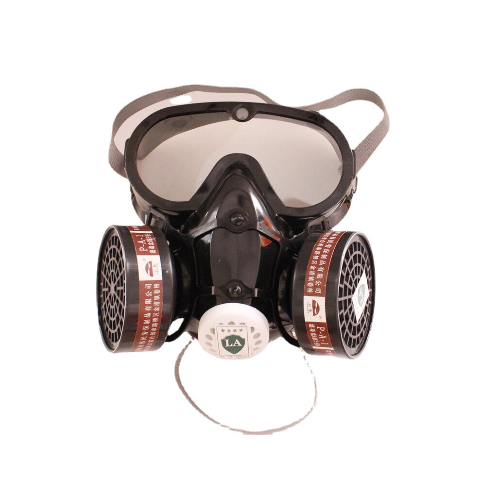 (Mask) Face Gas Mask Filter Respirator Safety Respiratory Emergency & Goggle Protect
