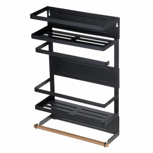 (Black) Magnetic Refrigerator Hanger Rack Spice Holder Storage Shelf Kitchen Storage Rack 2