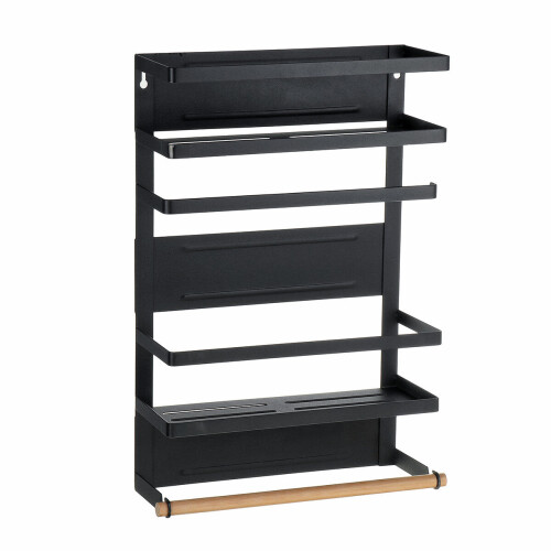 (Black) Magnetic Refrigerator Hanger Rack Spice Holder Storage Shelf Kitchen Storage Rack