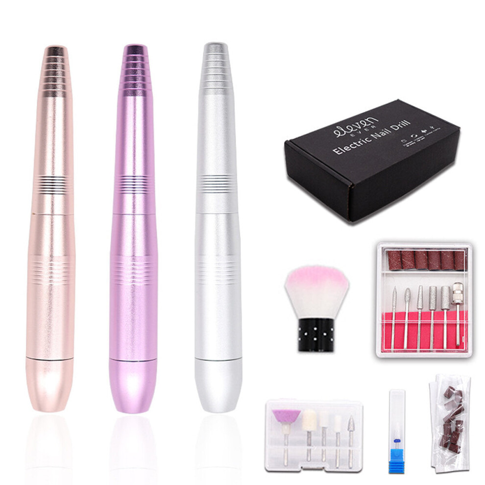 (Pink) Pink / Gold / Silver Electric Mini Polishing Pen With Ceramic Head Pen-type Peeling And Removing Nail Polishing Machine