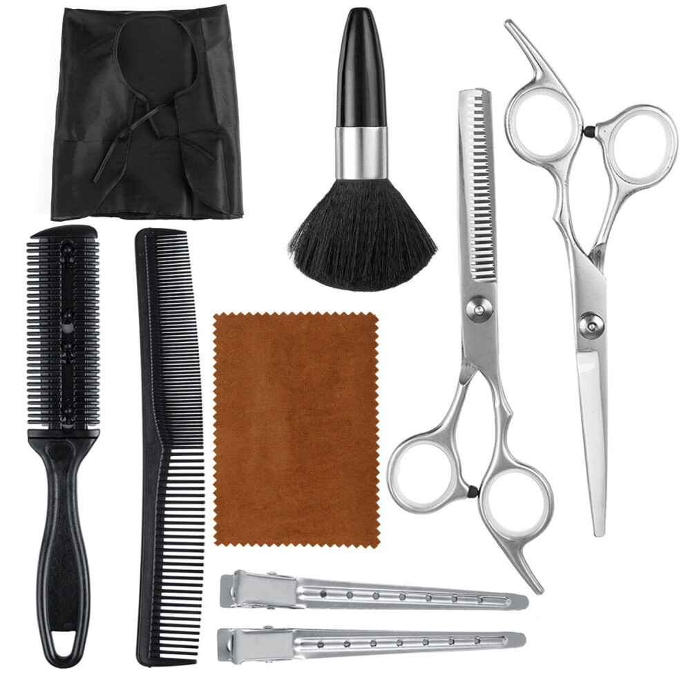 Greenzech Silver (Silver) 10Pcs Barber Hair Cutting Thinning Scissors Shears Set Salon Hair Trimmer Pro Hairdressing Tool