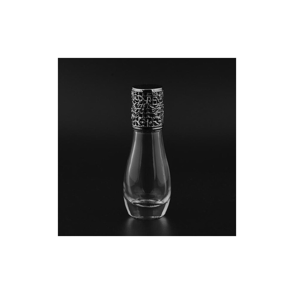 (Silver) 12ml Empty Perfume Bottle Metal Roller Ball Glass Bowling Shape Bottles Refillable Container