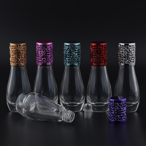 (Red) 12ml Empty Perfume Bottle Metal Roller Ball Glass Bowling Shape Bottles Refillable Container 1