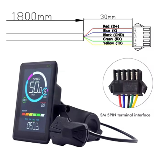 24V-60V M7C-2 E-Bike LCD-kleurendisplaymeter met USB UART,A 1