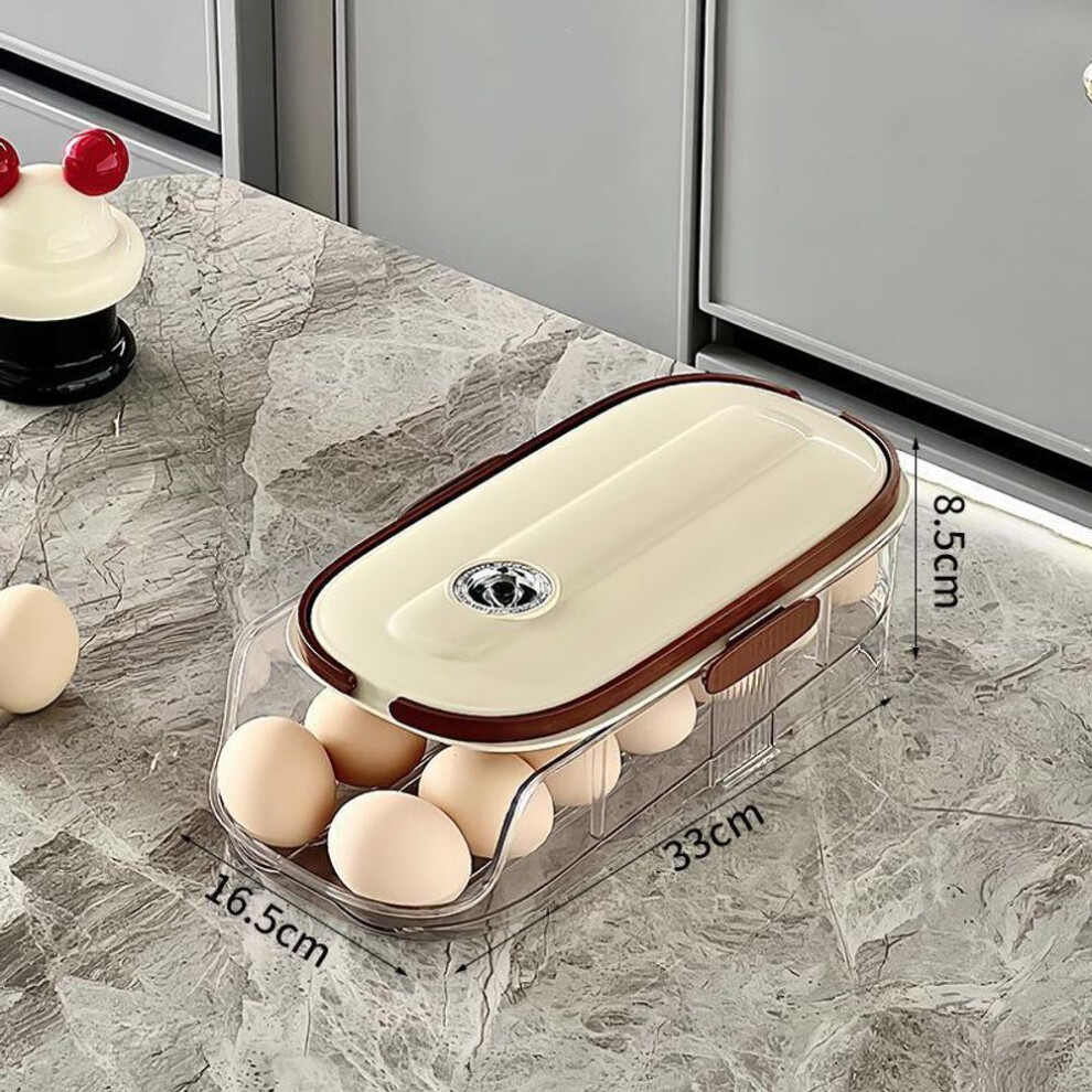 (as the picture, double row one layer) Multi-Layer Egg Storage Box with Handle for Kitchen or Refrigerator