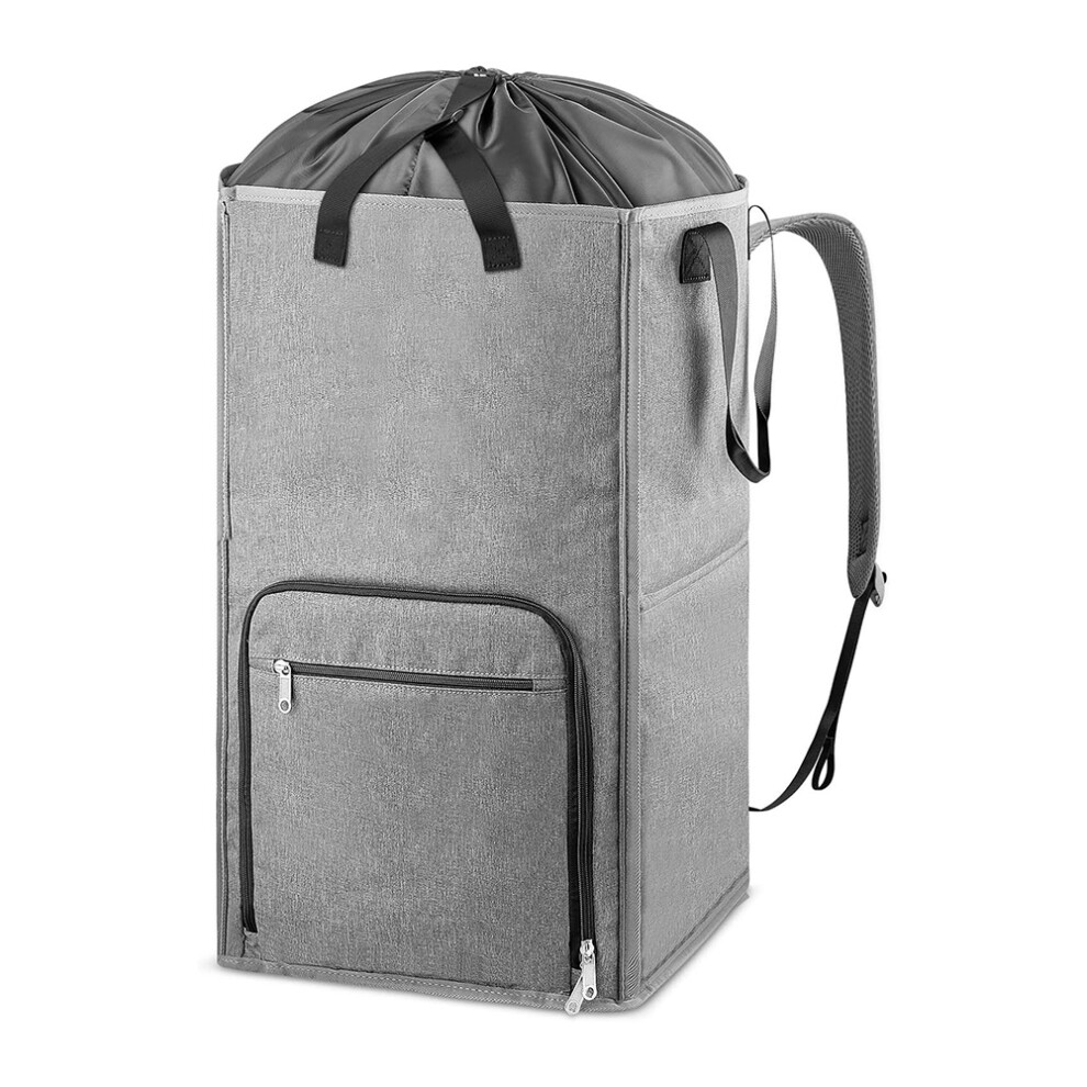 Grand sac à dos à linge pour collège, panier à linge robuste - Gris