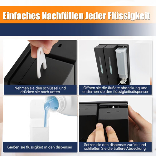 Press Liquid Soap Dispenser 400 Ml 3 Chamber Wall Mounted Black 2