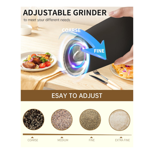 Rechargeable Salt & Pepper Grinder Set with LED Light, 2
