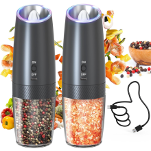 Rechargeable Salt & Pepper Grinder Set with LED Light,