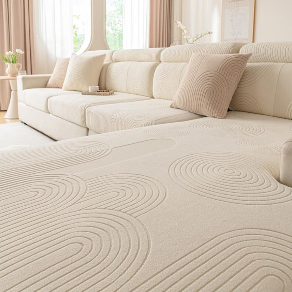 (beige, Plus XL(4 seater)) Jacquard Sofa Sectional Cover Elastic Sofa Cover Furniture Protector For Pets Washable Removable Sofa Seat Cushion Slipcover