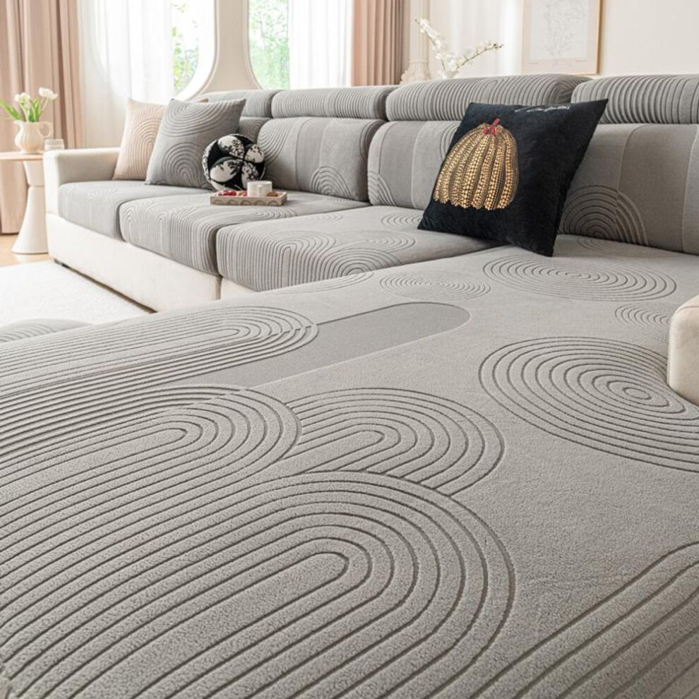 (grey, Plus XXL(chaise lounge)) Jacquard Sofa Sectional Cover Elastic Sofa Cover Furniture Protector For Pets Washable Removable Sofa Seat Cushion Slipcover