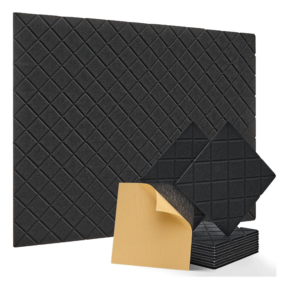 12Pack Acoustic Panels, 12X12x0.4in Sound Proof Foam Panels, Black 4851507267481