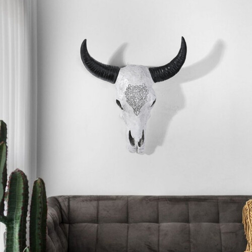 Ox- Wall Hanging Sculpture Skull Bull Statue Retro Decorative 1