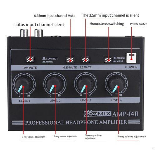 AMP‑I4Ⅱ Professional 4 Channel Headphone Amplifier EU Plug 1