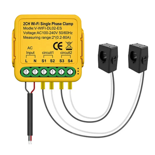 Tuya Wifi Smart Power Meter with Current Transformer Sensor,2CH 2