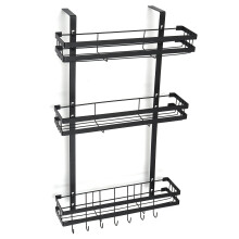 (Black) 3 Tier Kitchen Refrigerator Storage Rack Fridge Seasoning Organizer Hang Shelf
