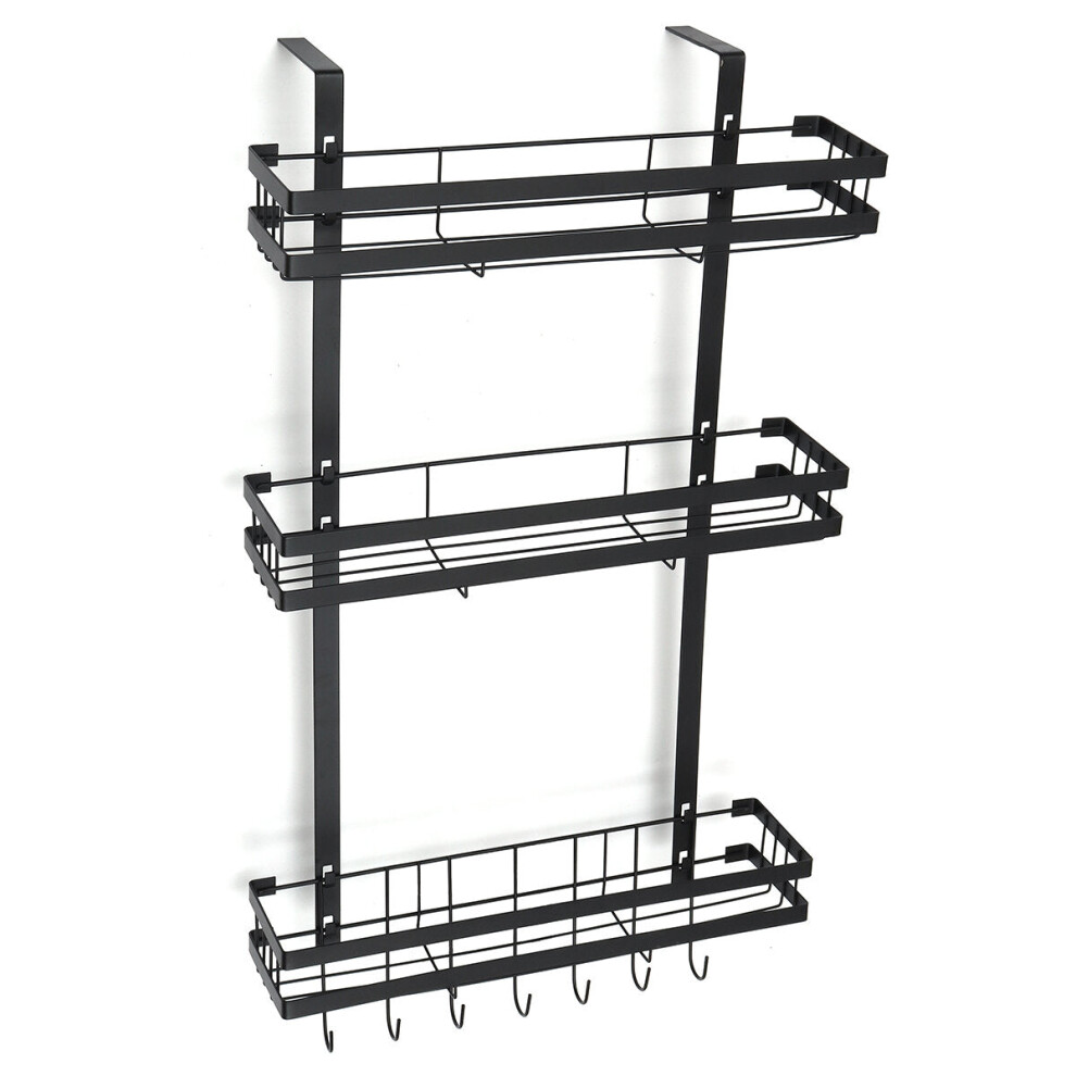 (Black) 3 Tier Kitchen Refrigerator Storage Rack Fridge Seasoning Organizer Hang Shelf