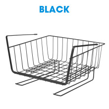 (Black) Metal Cabinet Hanging Baskets Under Shelf Storage Rack Mount Holder Organizer