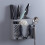 (Blue) Creative Multifunction Kitchen Storage Organization Drain Chopstick Cage Wall Mounted Spoon Fork Racks Holder 5