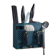 (Blue) Creative Multifunction Kitchen Storage Organization Drain Chopstick Cage Wall Mounted Spoon Fork Racks Holder