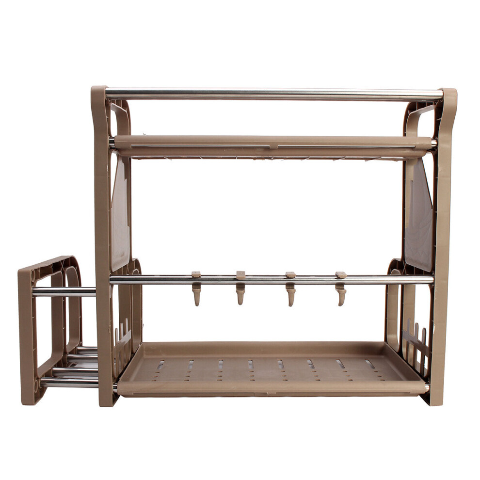 (Coffee, #1 comes with cutting board) Double Layer Spice Jar Rack Storage Shelf Pantry Kitchen Cabinet Cupboard Holder
