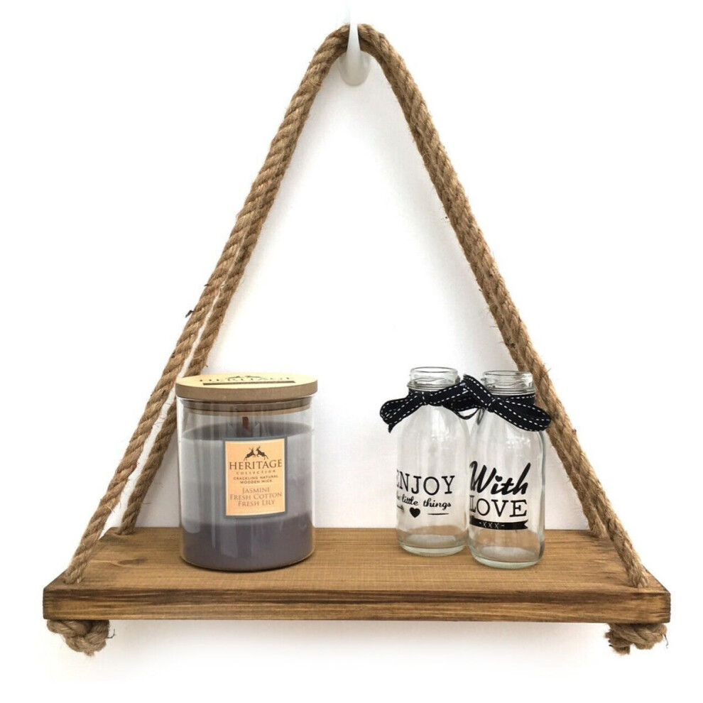 (1  Layer) 1/2/3Tier Wooden Wall Mounted Rope Floating Storage Shelf Kitchen Rack Hanging Shelves Holder
