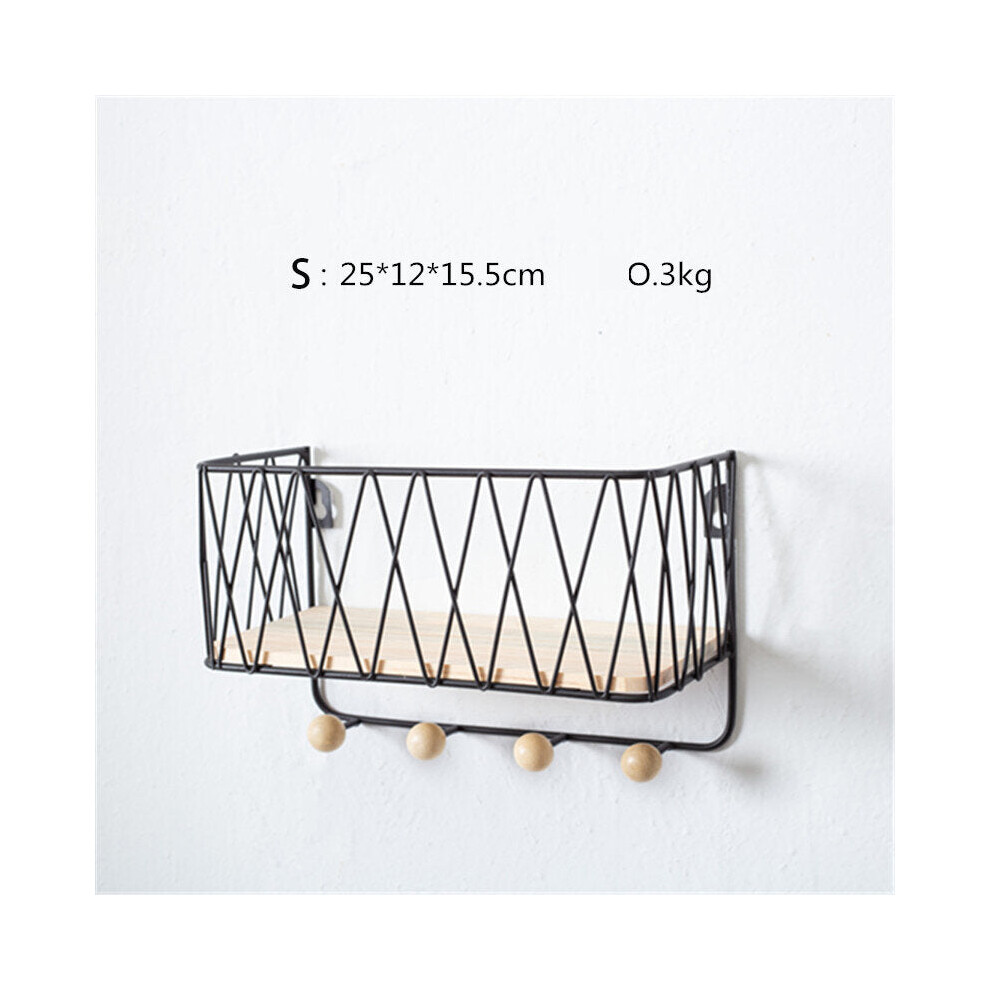 (Black, S) Wrought Iron Kitchen Wall Shelf Home Wall Hook Storage Shelf Decoration-image-OPC-PGKP6FF-NEW